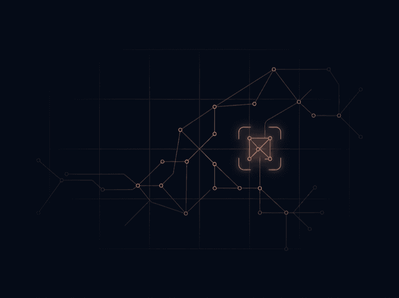 Network graph with an anomalous cluster isolated in an orange bracket
